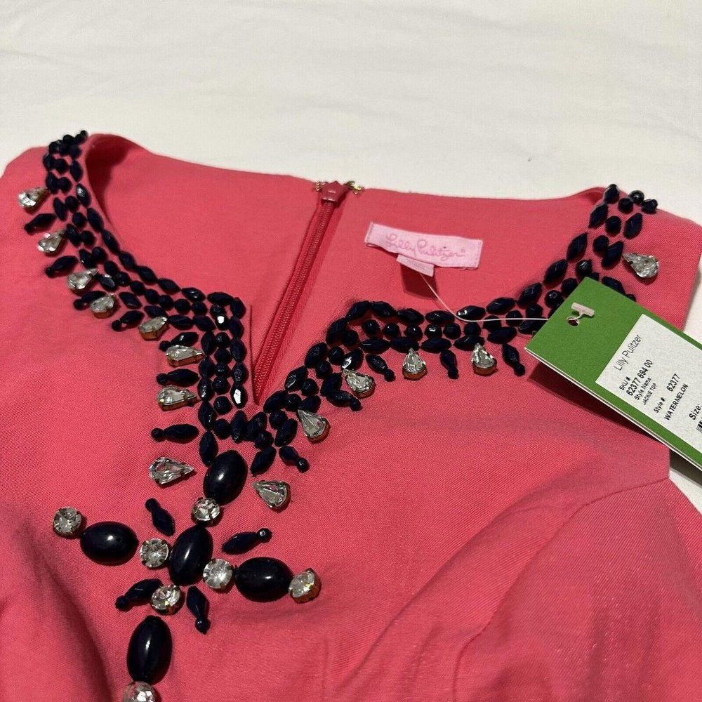 NWT Lilly Pulitzer Rhinestone Embellished Beaded Jacky Top Watermelon Sz 00 - Picture 5 of 11